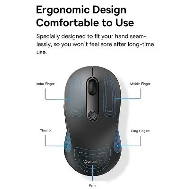 Бездротова миша Baseus F02 ErgonoXiaomic Wireless Mouse B01055505111-01 Black - фото 6