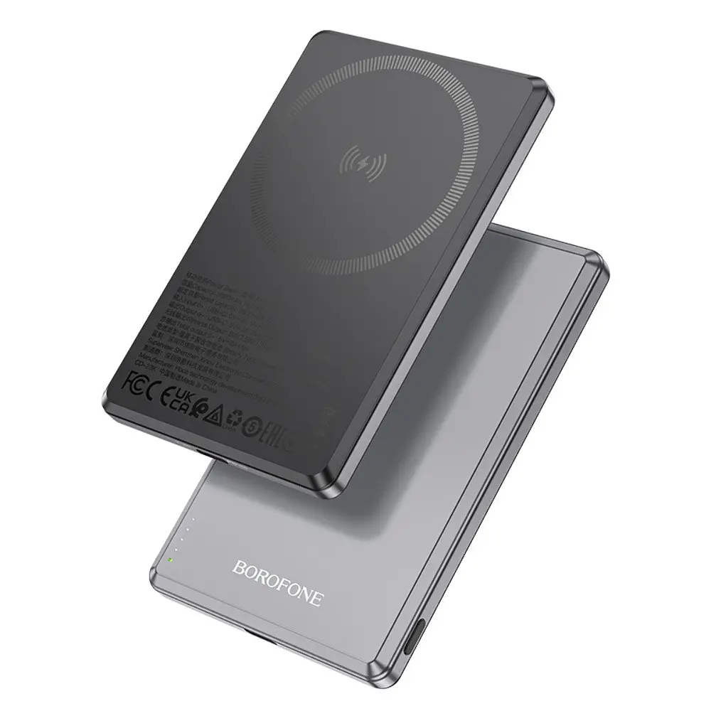 Внешний аккумулятор Borofone BJ50 5000mAh 20W магнитный с функцией беспроводной зарядки серый - фото 2