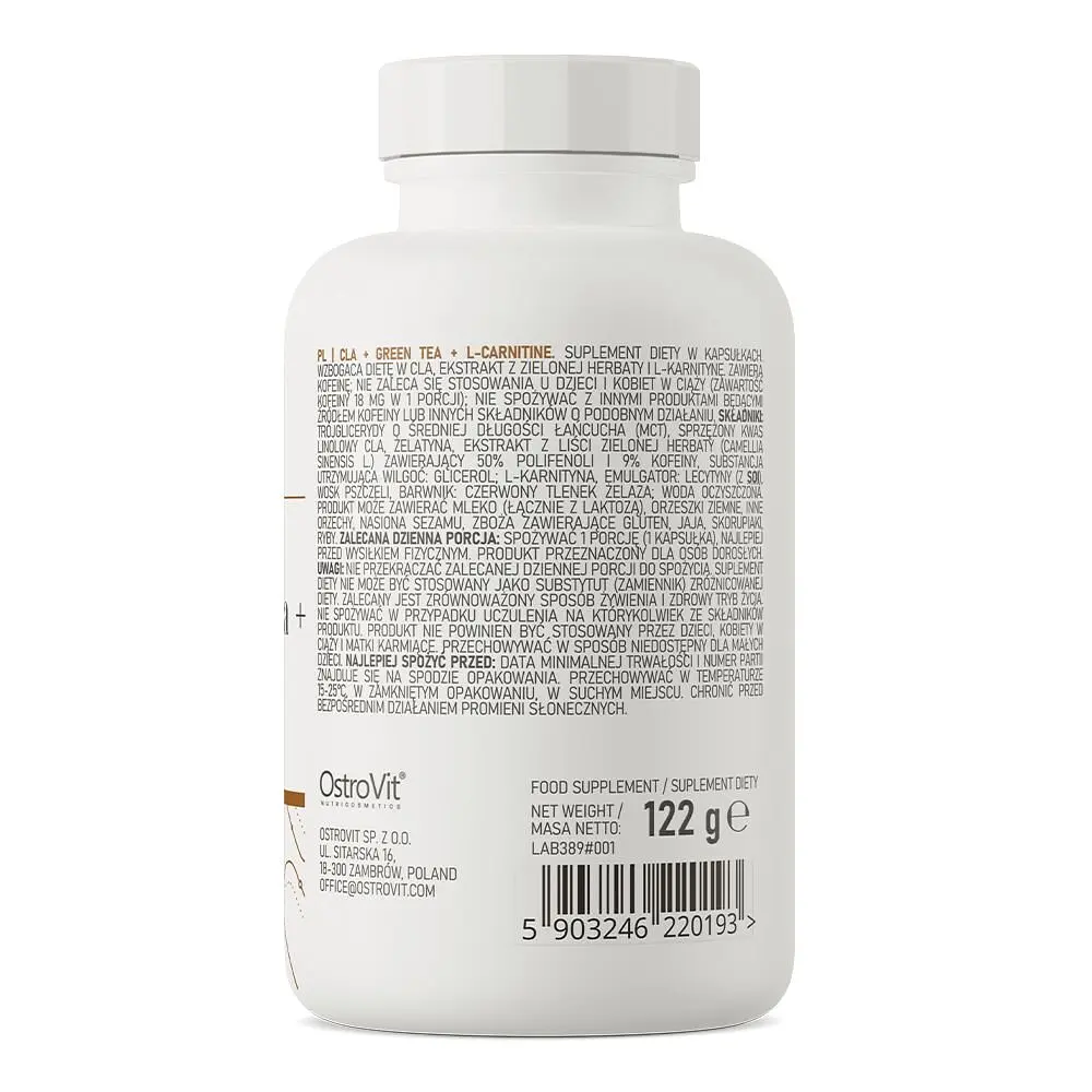 Жироспалювач OstroVit CLA + Green Tea + L-Carnitine, 90 капсул - фото 2