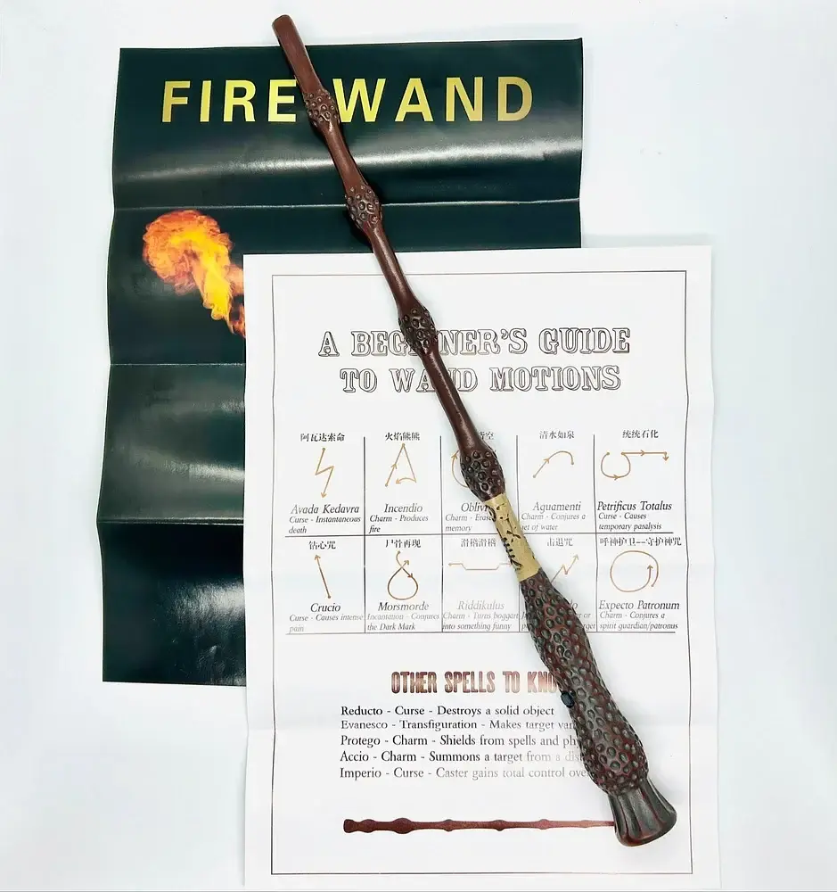 Магічна паличка з вогнем Albus Dumbledore FW1 40 см, чарівна паличка в стилі Гаррі Поттера, що стріляє вогнем, подарунковий набір - фото 5