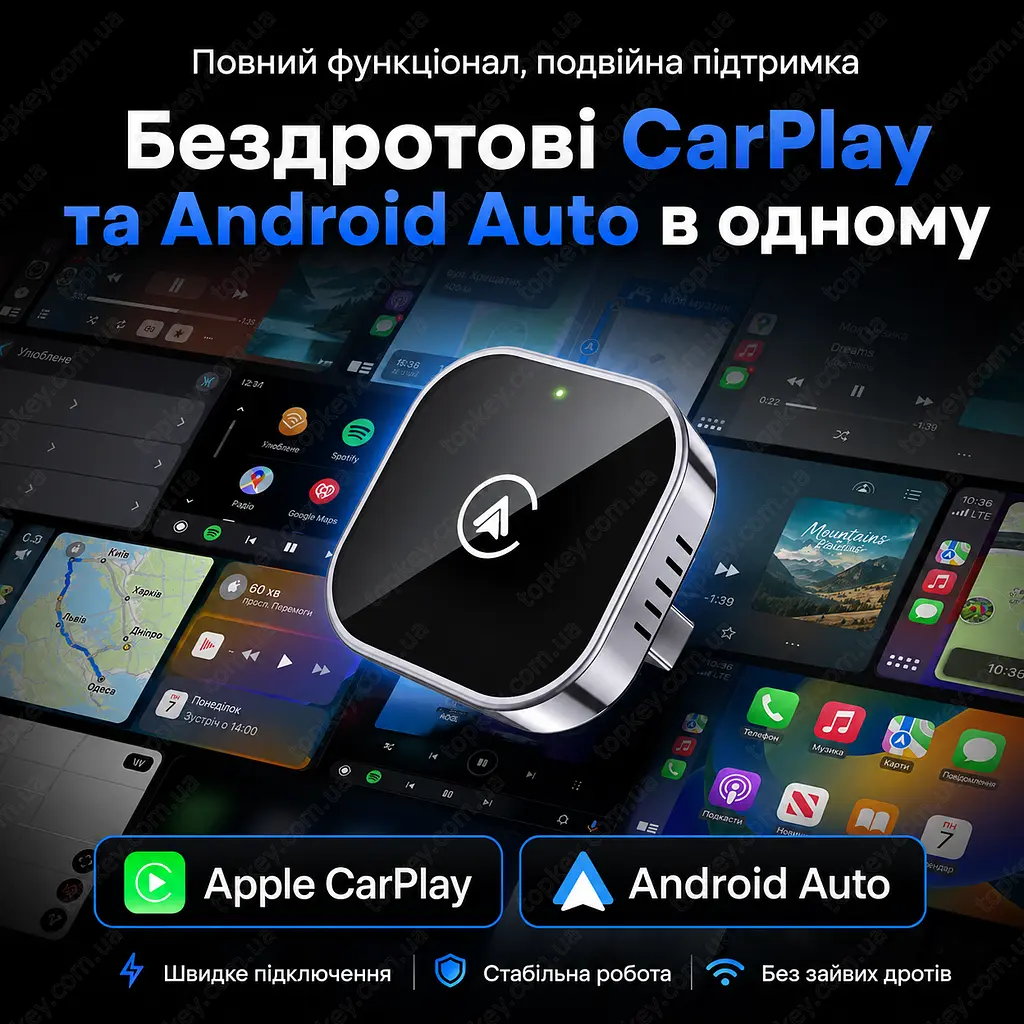 Бездротовий CarPlay адаптер Android Auto для авто Apple CarPlay бездротовий адаптер карплей для авто безпровідний карплей - фото 2