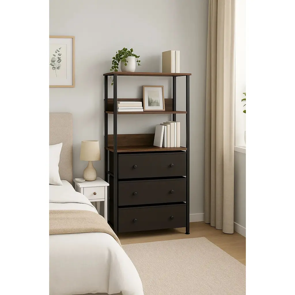 Стеллаж Costway Skiff с текстильными ящиками в стиле Loft - фото 4