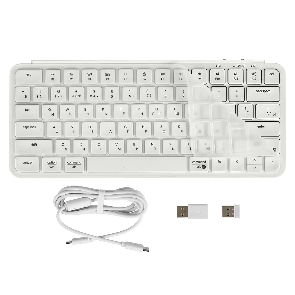 Keychron Клавиатура мембрана B1 Pro, USB/WL/BT, ivory white - фото 2