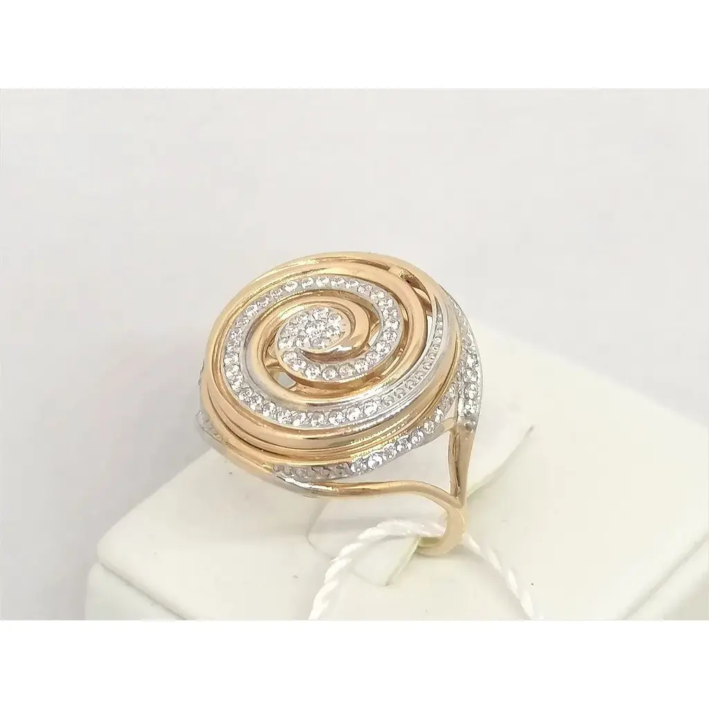 Золоте кільце Родинні коштовності з фіанітами. 1710379 17,5 - фото 4