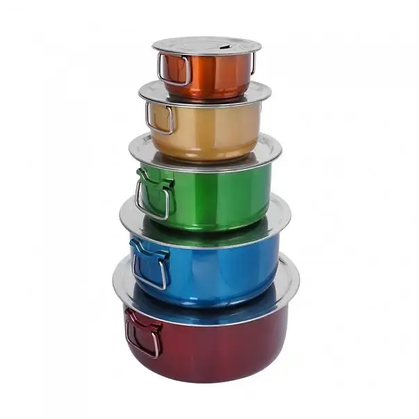Набір каструль 10 предметів із нержавіючої сталі зі складними ручками, для всіх типів плит