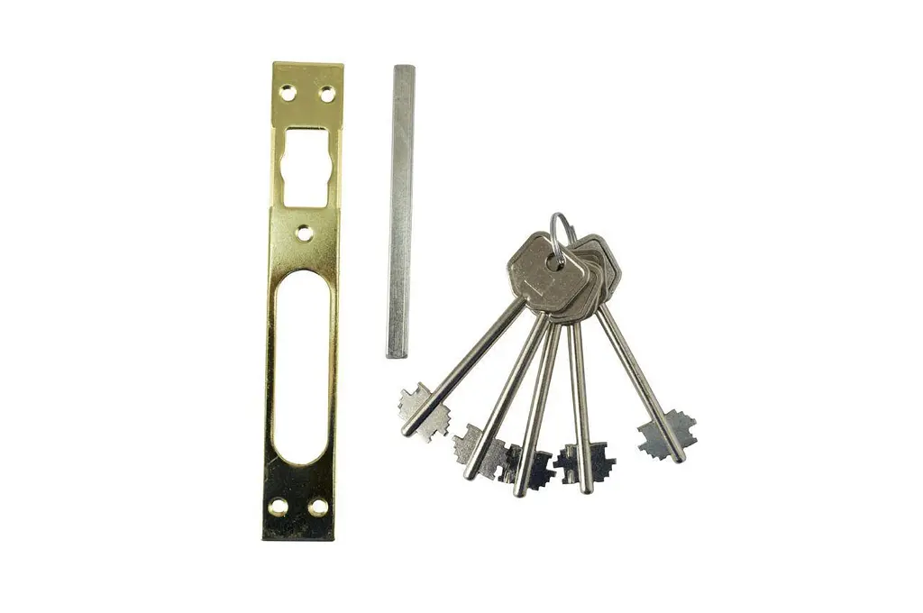 Замок врізний дверний з ручками на планці комплект FZB 77 мм CY362L PB - фото 2