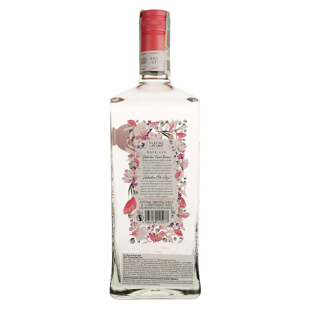 Джин Fleurs de Prairie French Rose Gin 40% 0.7 л - фото 2