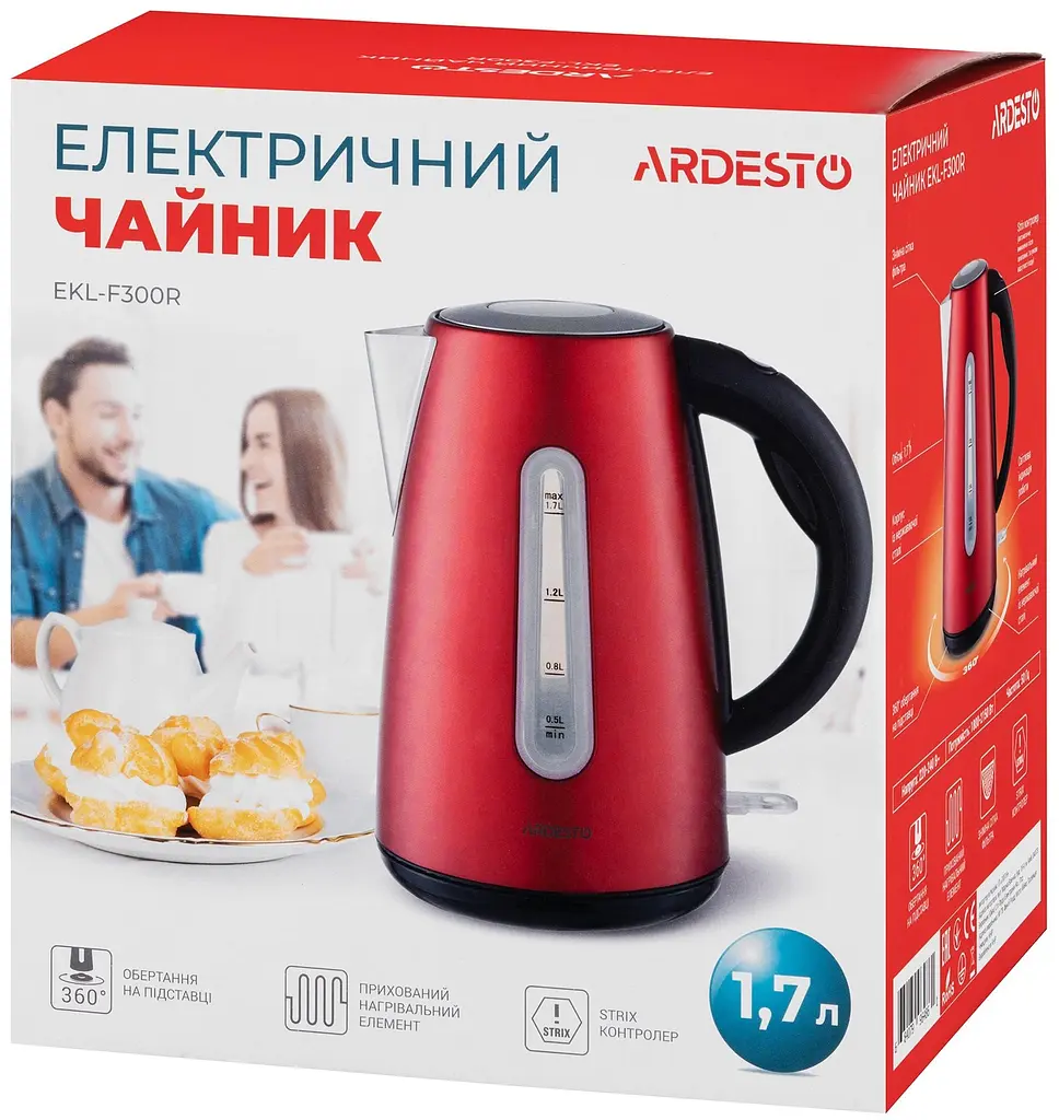 Електрочайник Ardesto EKL-F300R 1.7 л червоний - фото 5