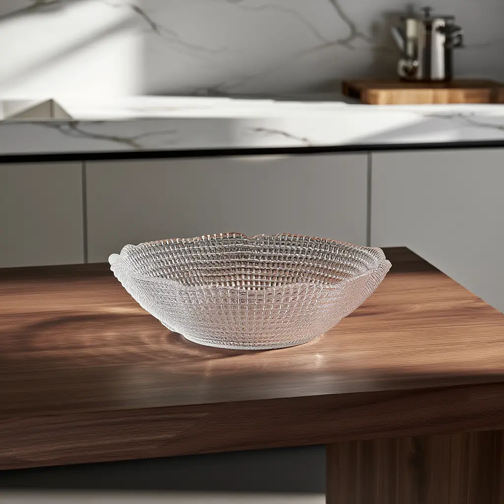 Салатниця маленька скляна прозора 350 мл, кругла салатниця для салатів фруктів та десертів Yiwu 64486-50 - фото 2