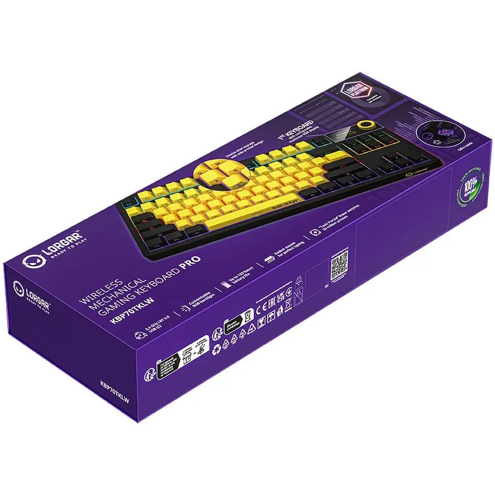 Клавіатура Lorgar KBP70TKLW Pro Wireless TKL EN/UA Black Yellow (LRG-KBP70TKLW-YL-US) - фото 9
