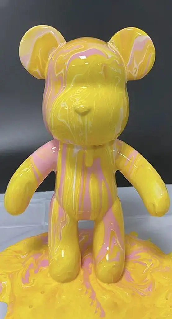 Флюїдне ведмежатко fluid bear bearbrick, 23 см, з фарбами YELLOW - фото 3