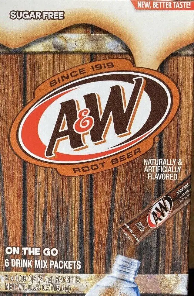 Порошковий напій A&W Root Beer Powder Drink Mix 6 стіків 15 г