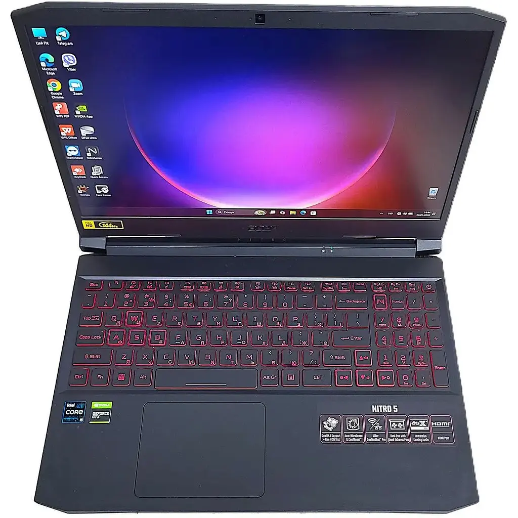 Ноутбук Б/У Acer Nitro 5 AN515-57-59EY i5-11400H/8GB/SSD 512GB/GTX1650 4GB/15.6 FHD 144Hz + БП - фото 2
