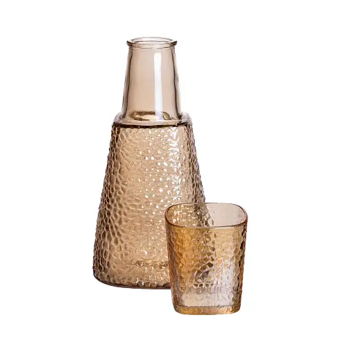 Кувшин для напитков 1 литр со стаканом, 1 шт., 200 мл, коричневый, Yiwu HP-19-PYF-4 - фото 4