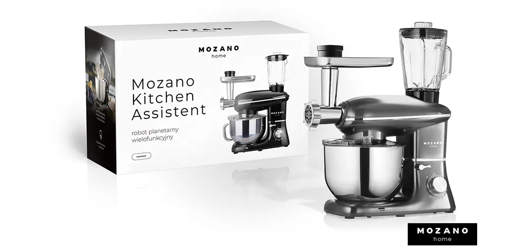 Професійний Кухонний Комбайн 3в1 Тістоміс Mozano Kitchen Machine 2300 Вт чаша 6,2л Silver КУЛІНАРНА КНИГА В ПОДАРОК