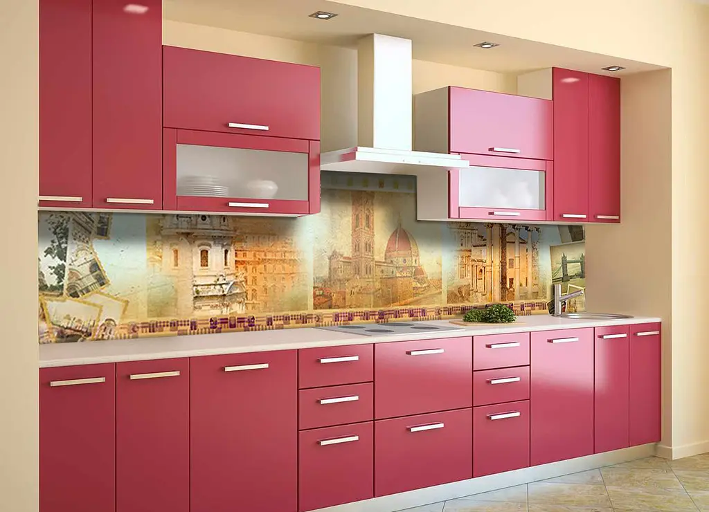 Кухонний фартух Старий Світ наклейка ПВХ Архітектура ретро вінтаж бежевий 60х250 см Happy Pocket Z180538 - фото 2