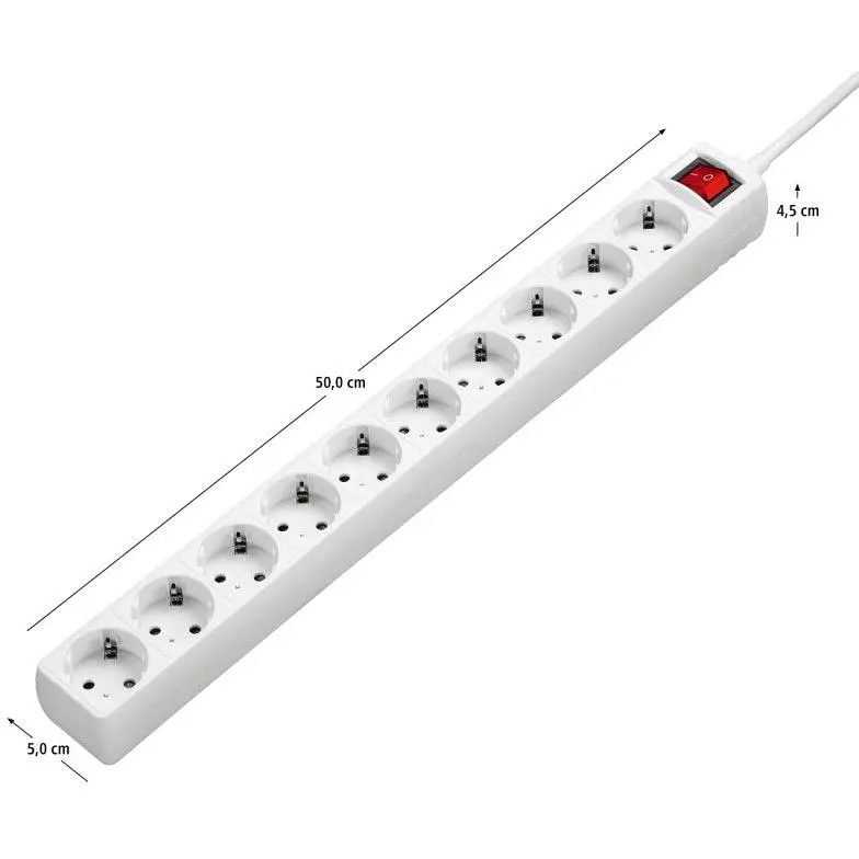 Сетевой удлинитель HAMA 10XSchuko 3Gх1.5 мм 3 м White - фото 3