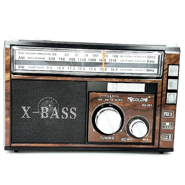 Радіо з ліхтариком/USB/SD/акумулятором Golon RX-381/2 аналогове USB/SD Коричневий (1920775263) - фото 3