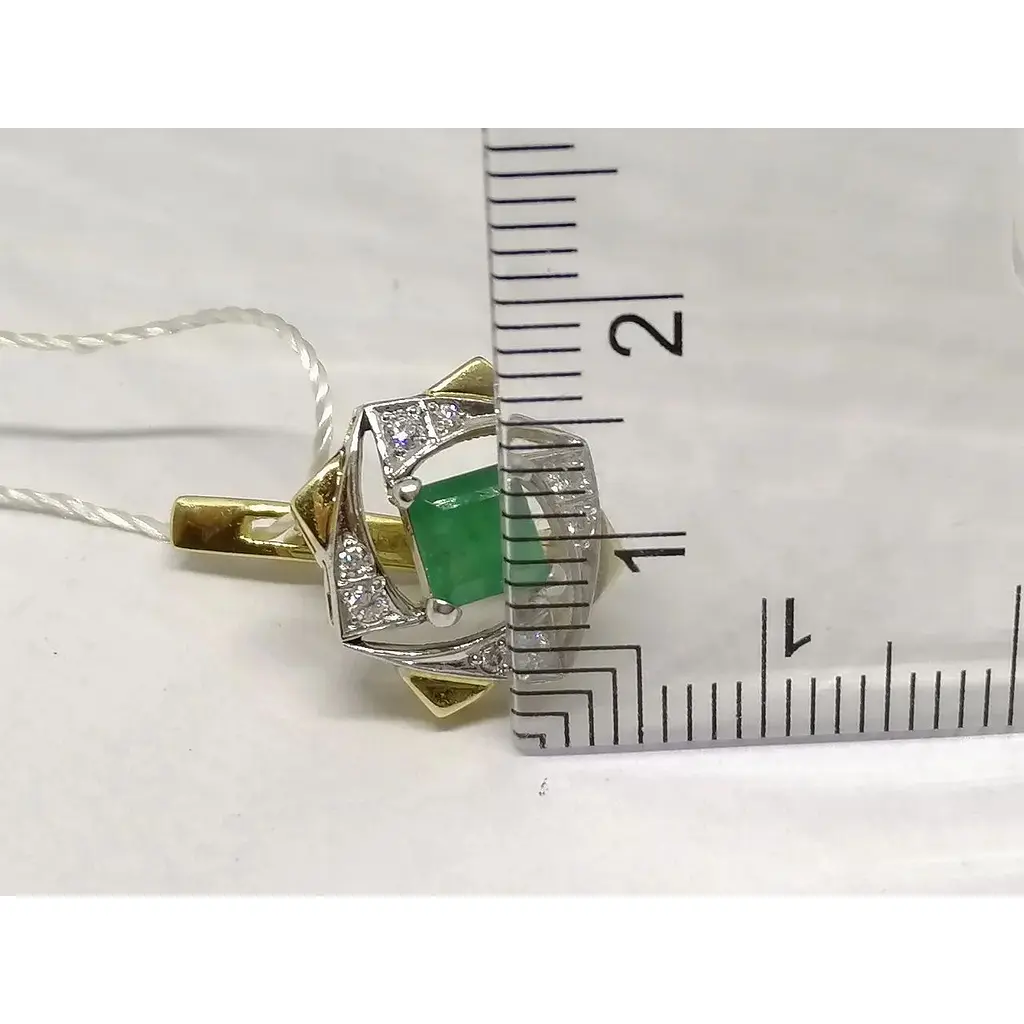 Золоті сережки Агні Іріда з діамантами і смарагдом. Артикул 22287 - фото 4