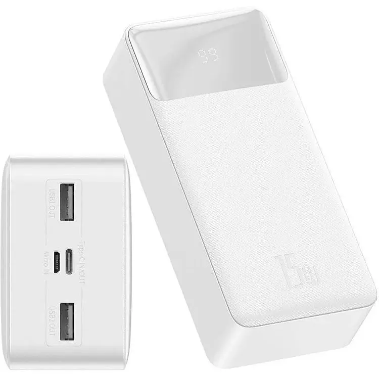 Портативна батарея Baseus Bipow Digital Display 30000 mAh 15W InternML-K02 White - фото 3