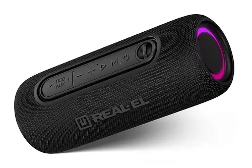 Колонка портативна 2.0 Real-El X-715 Black, 2 x 5 Вт, пластиковий корпус, Bluetooth, USB-А/USB-C, AUX, RGB підсвічування, живлення від акумулятора (EL121600027) - фото 2