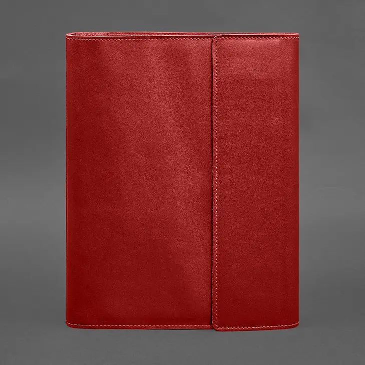 Кожаная папка для документов "Семейная" А4 на сегрегаторе с файлами красный - фото 11