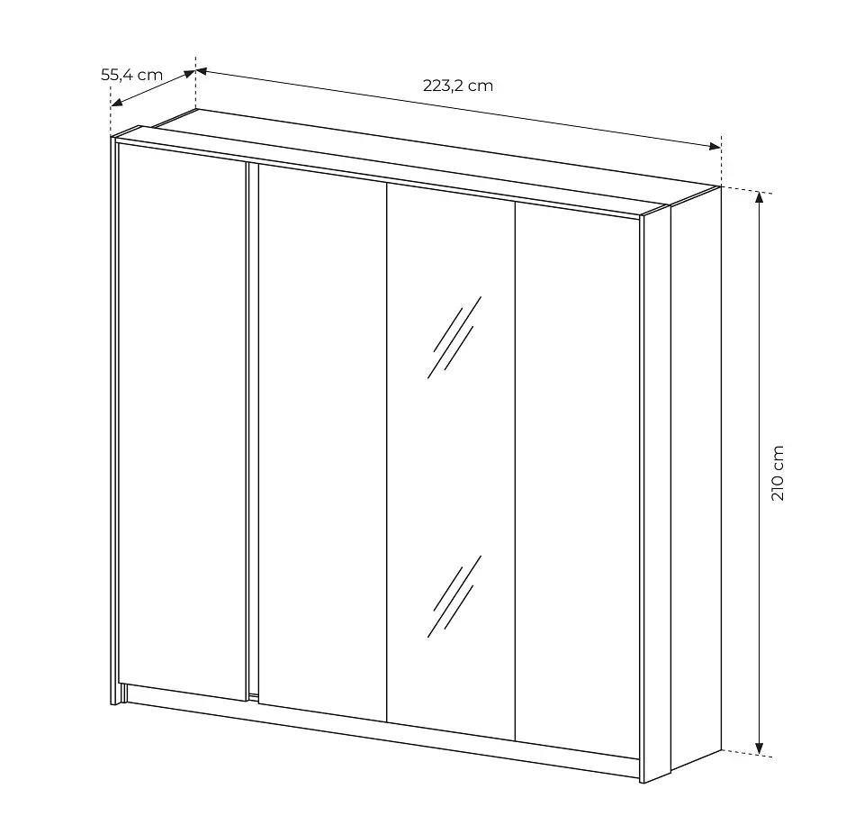 Шафа для одягу Perfect Home Даст / Dast 4-дверна з дзеркалом 4D/220 Беж (PFH-091011) - фото 4