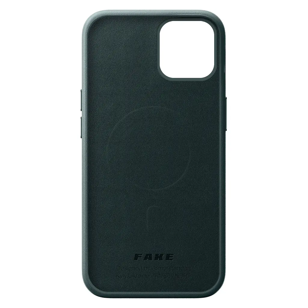 Кожаный чехол-панель для Apple iPhone 14, FAKE Leather Case, зеленый, искусственная кожа, премиальный, противоударный, защита всего корпуса, с мягкой подкладкой, поддержка MagSafe и беспроводной зарядки, ArmorStandart (ARM64393) - фото 2
