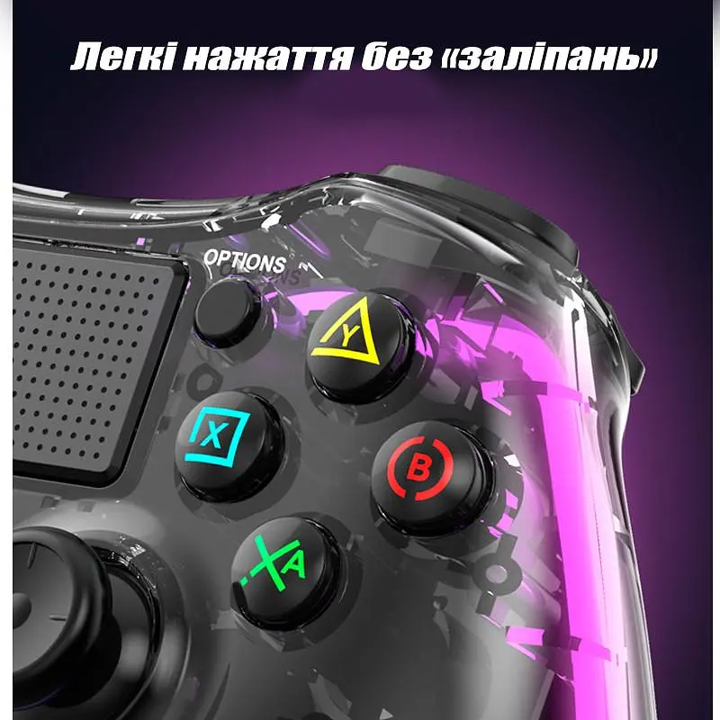 Прозорий Бездротовий Джойстик для PS4 та ПК з RGB підсвічуванням Джойстик Бездротовий Геймпад для ПК Телефону Комп'ютера Bluetooth - фото 5