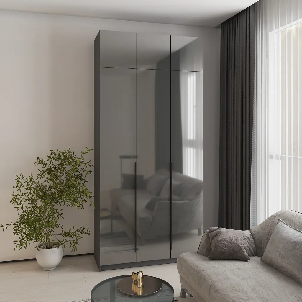Шафа 3-дверна з антресоллю MebelStar Оскар Gloss BL-B, комплект полиць 120x52x260 см Антрацит/Антрацит (MBS-5432) - фото 1