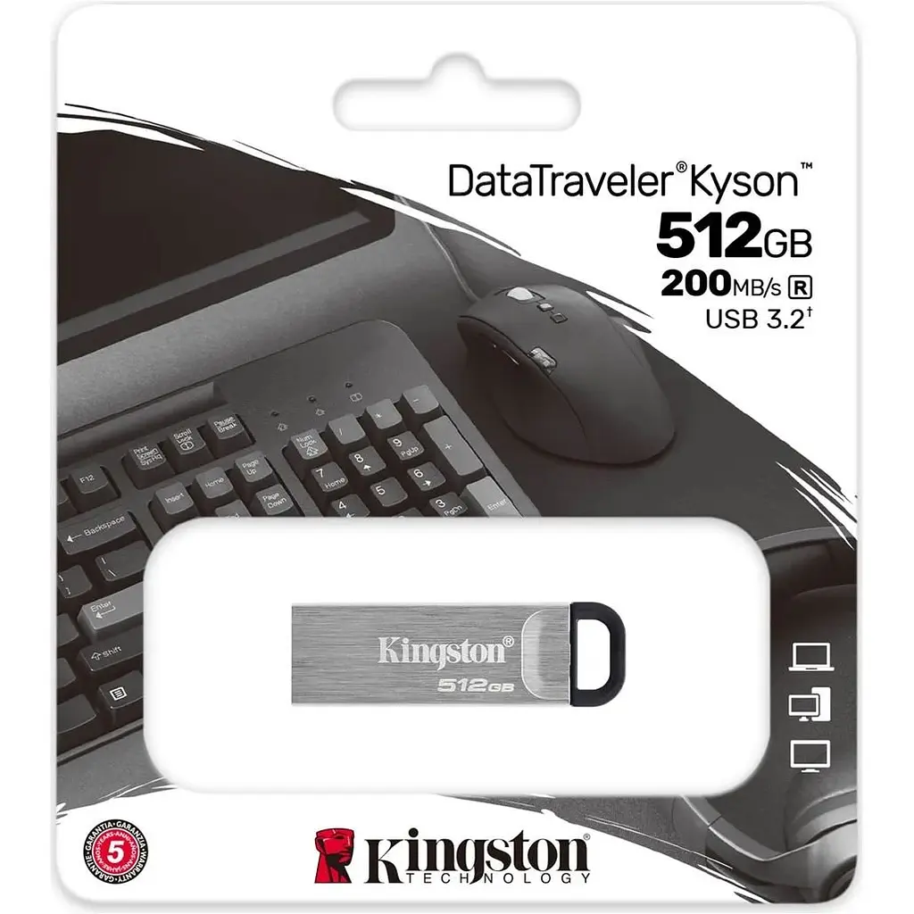 USB флеш-накопитель Kingston DataTraveler Kyson 512GB USB-A 3.2 Silver/Black (DTKN/512GB) [116035] - фото 4