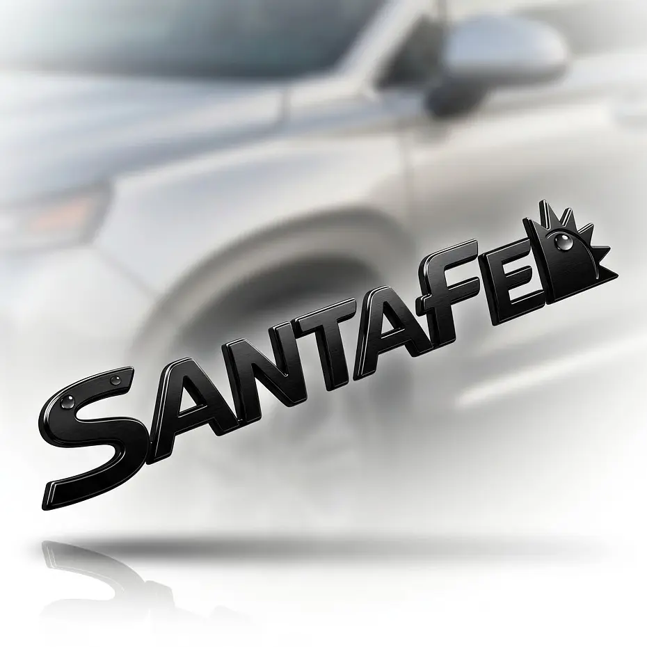 Емблема напис SantaFe для Hyundai Чорна 25х240 мм метал на скотчі (OEM: 86310-3K010) - фото 3