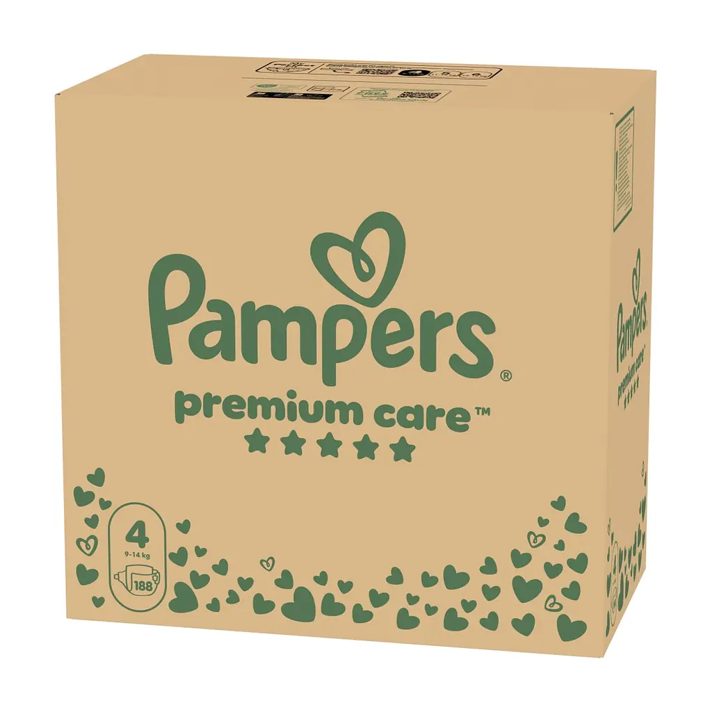 Підгузки Pampers Premium Care Розмір 4 (9-14 кг) 188 шт (8006530223829) - фото 3