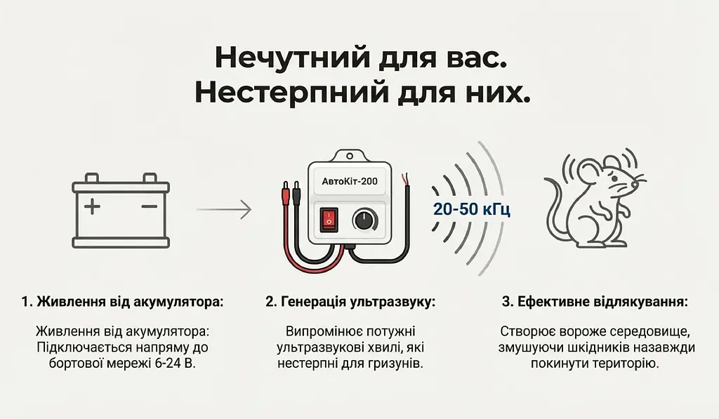 Автомобільний портативний відлякувач гризунів АвтоКіт-200 - фото 7