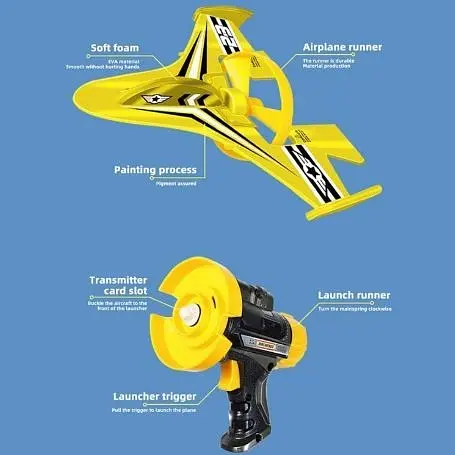 Планер катапульта дитячий пістолет з літаком UKC Space Bus Power жовтий - фото 3
