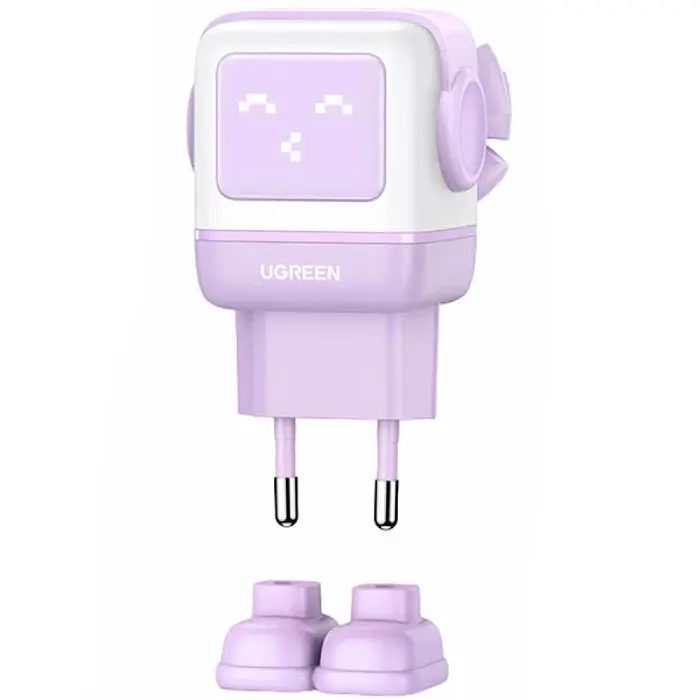Зарядний пристрій 3xUSB 65W (2xUSB-C+USB-A) Gan Robot tech Fast Charger Фіолетовий CD361 Ugreen - фото 2