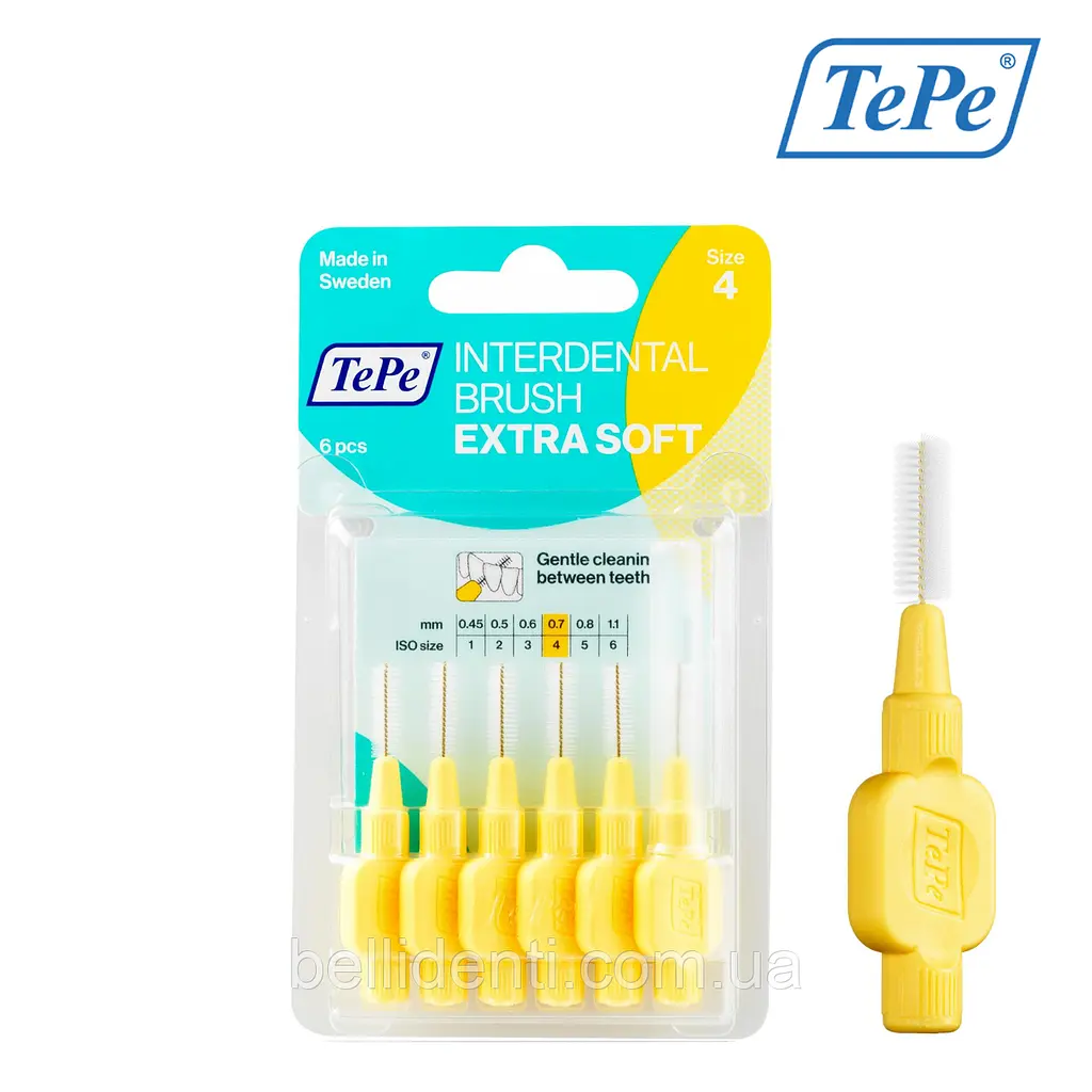 Міжзубна щітка TePe Extra Soft жовта (0.7 мм), 6 шт - фото 2