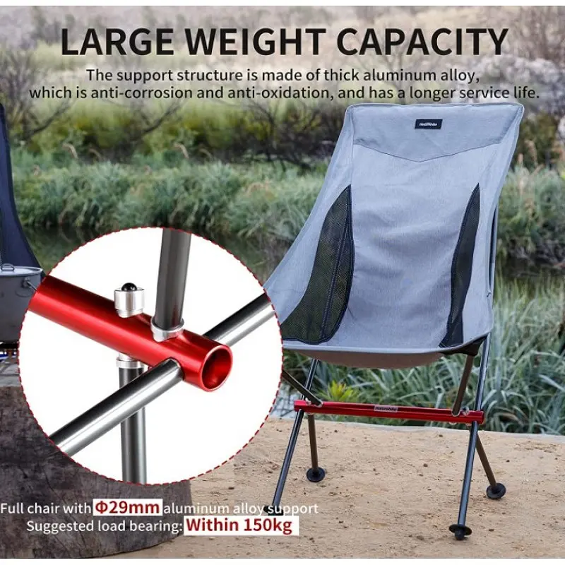 Складне крісло Naturehike YL06 Alu Folding Moon Chair NH18Y060-Z (Сірий) - фото 6