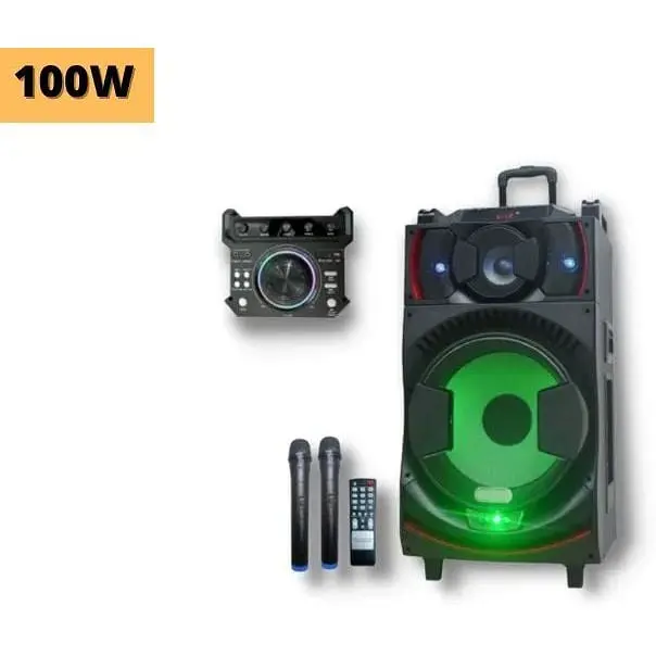 Портативна колонка бумбокс XPRO UF-1151-DT валіза 100Вт USB SD FM радіо Bluetooth 2 мікрофони ДК (UF-1151-DT) - фото 2