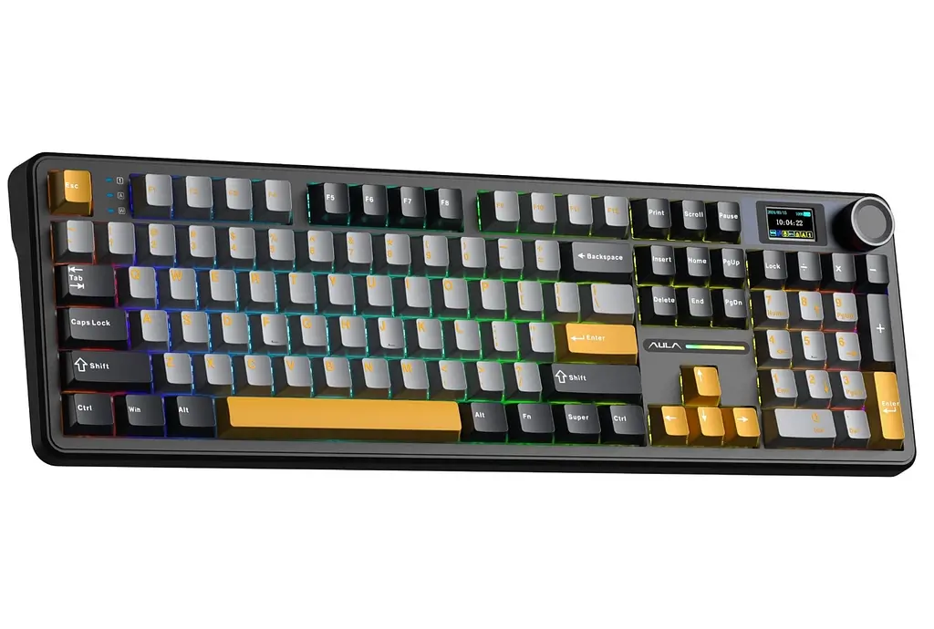 Клавіатура ігрова AULA F-108-Pro Wireless Gasket Keyboard Reaper switch, 2.4G, BT, Black - фото 3