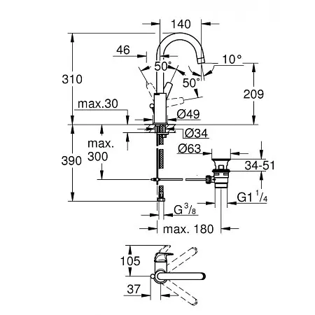 Змішувач для умивальника Grohe BauFlow 23753000, Хром - фото 2