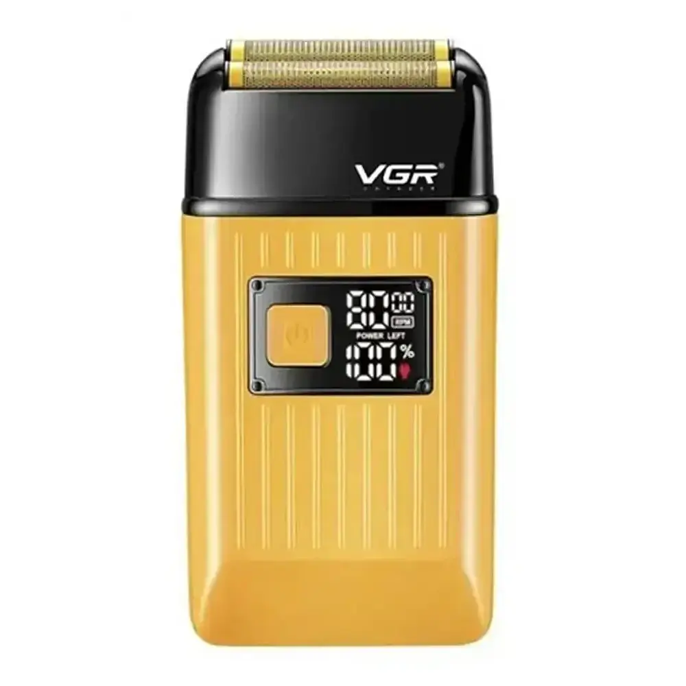 Електробритва шейвер VGR V-357 з USB і LED-дисплеєм, Жовта / Акумуляторна бездротова чоловіча бритва
