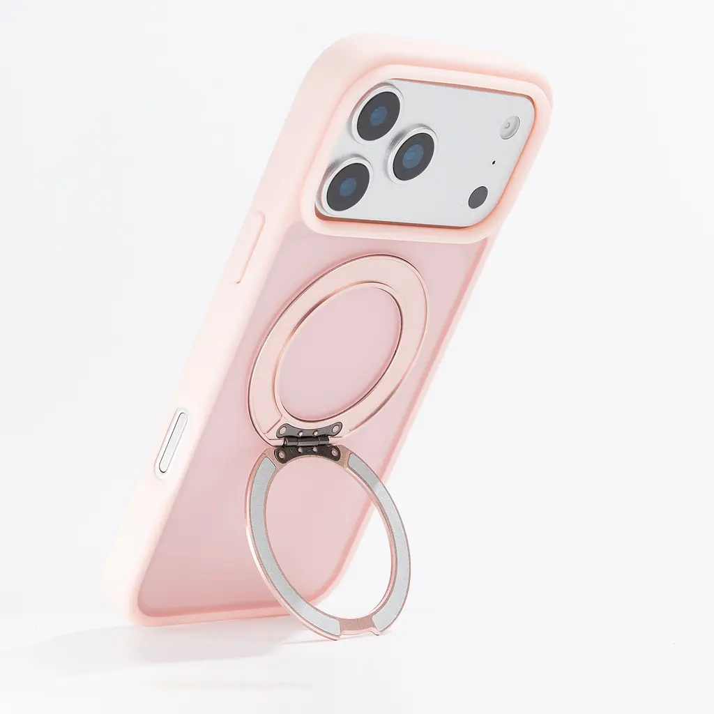 Противоударный чехол-панель для Apple iPhone 17 Pro Max, Unit Stand2, розовый, силикон + поликарбонат, защита всего корпуса, с подставкой, поддержка магнитных держателей и беспроводной зарядки (MagSafe), ArmorStandart (ARM86338) - фото 5