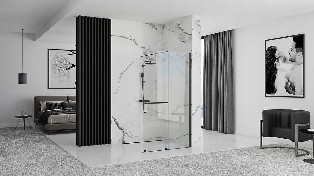 Душова стінка Rea Cortis 100 black REA-K7740 - фото 3
