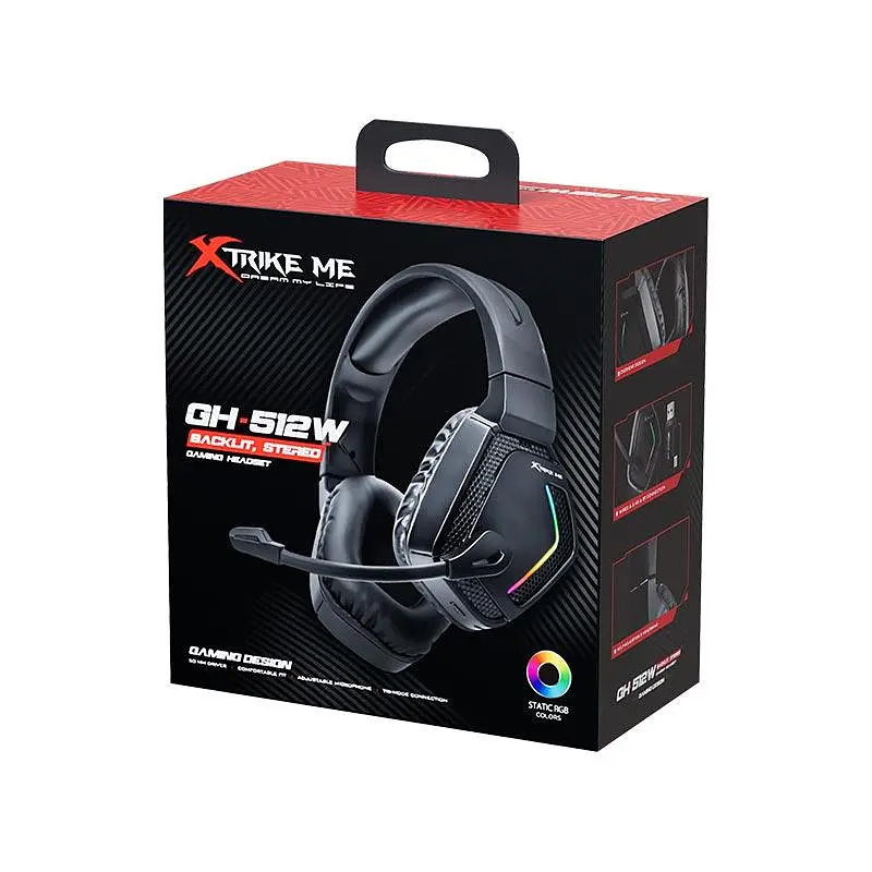 Навушники XTRIKE ME Tri-mode wirless headset GH-512W 2x3.5mm*1+USB, 2.4G, RGB - фото 2