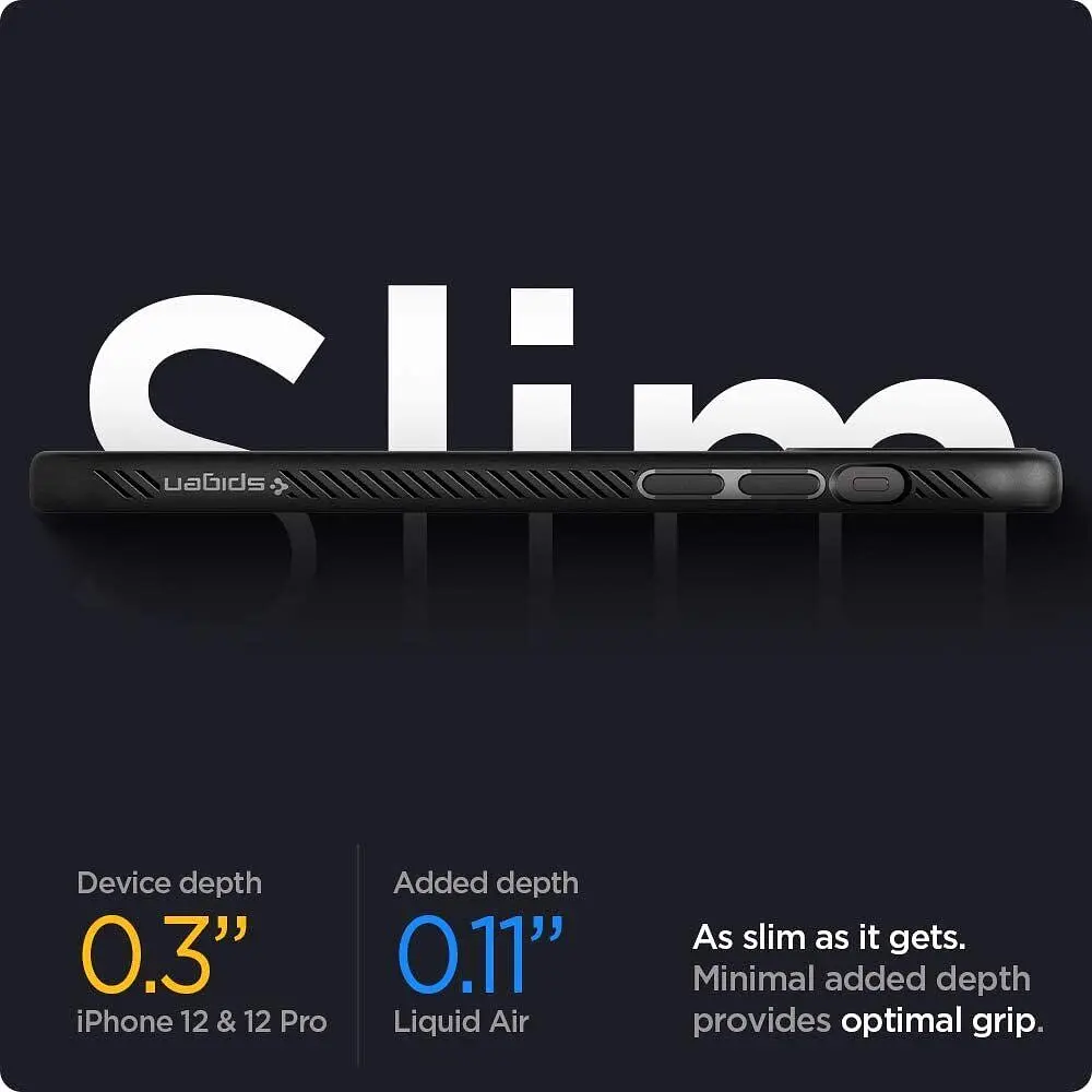 Чехол Spigen Liquid Air для iPhone 12 Pro/12 Matte Black (ACS01701) + защитное стекло - фото 17