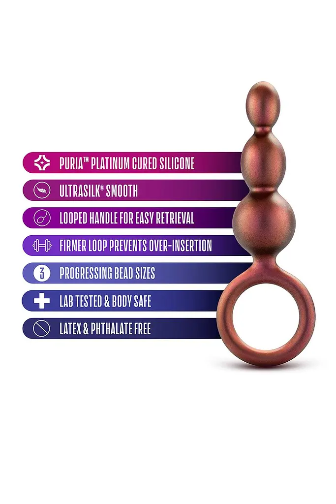 Анальна пробка Anal Adventures Matrix Beaded Loop Plug 14 см (жовтогарячий) - фото 4