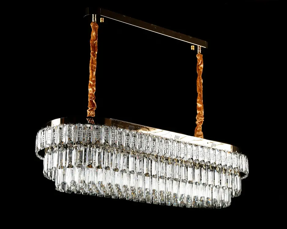 Овальна золота кришталева світлодіодна люстра Splendid Ray L2211/1000*350/8+LED (SGD), 100 см на 8 ламп - фото 2