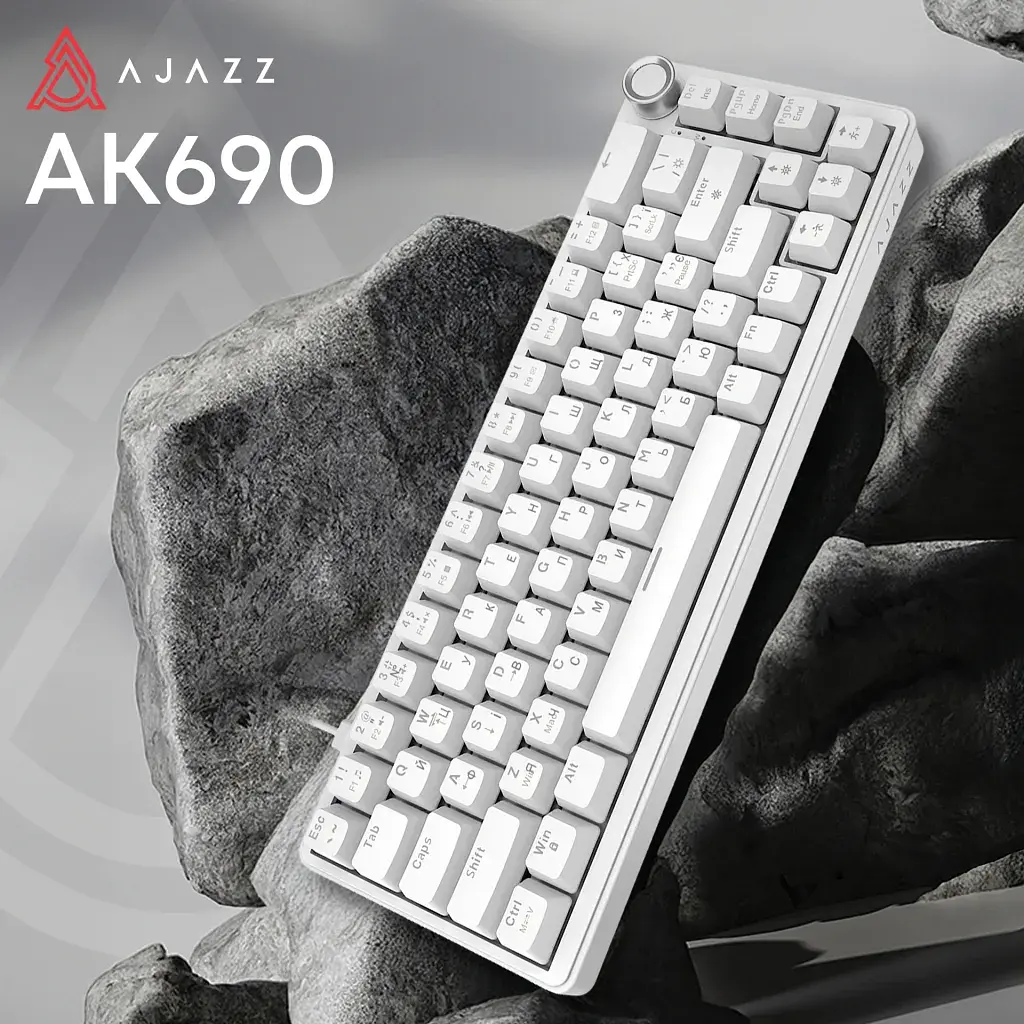 Клавіатура Ajazz AK690 Peach Mist Switch USB UA White (AK690-PM-W) - фото 5
