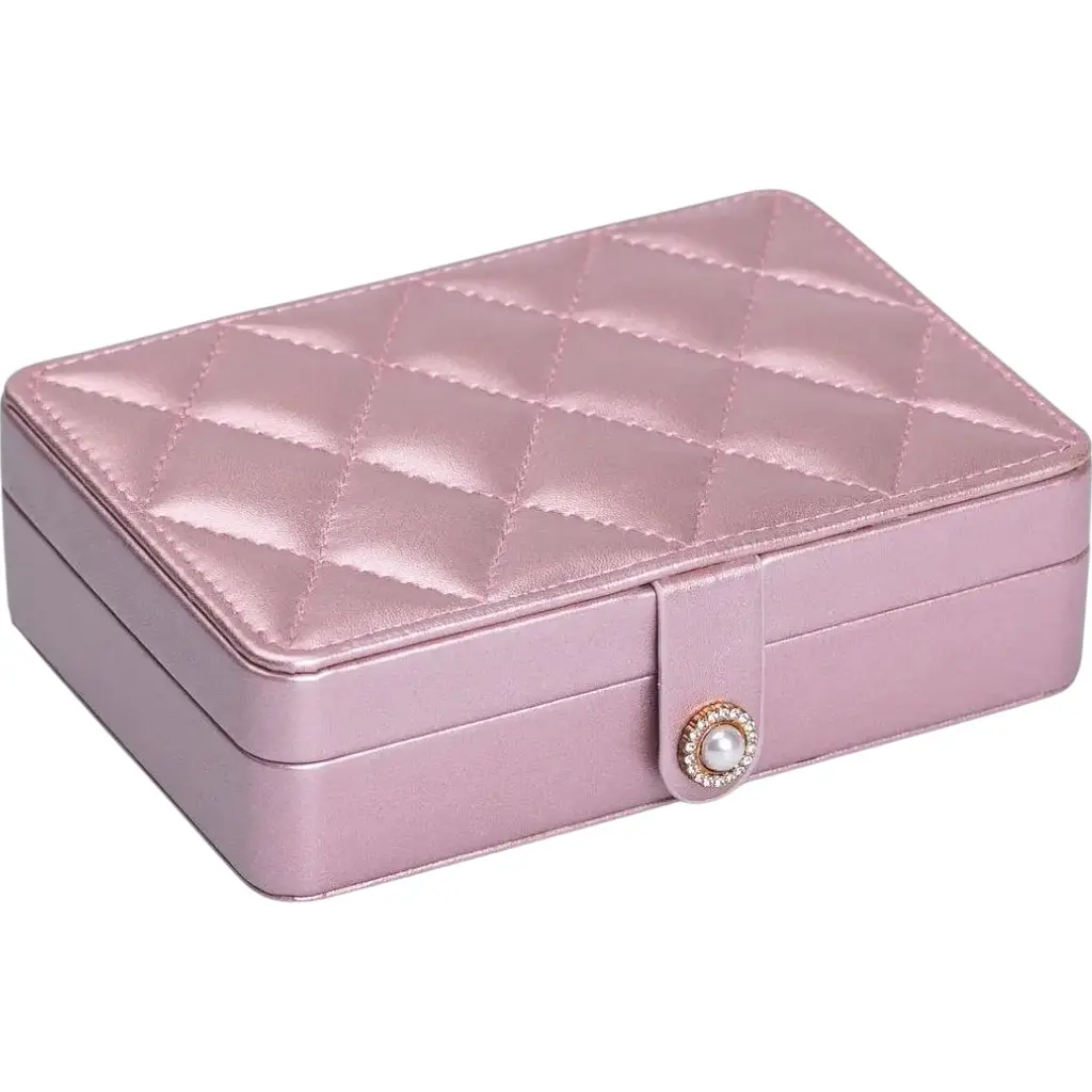 Шкатулка-органайзер для украшений Yiwu на кнопке 16x11x4.7 см розовое золото HP-5-30PP - фото 5